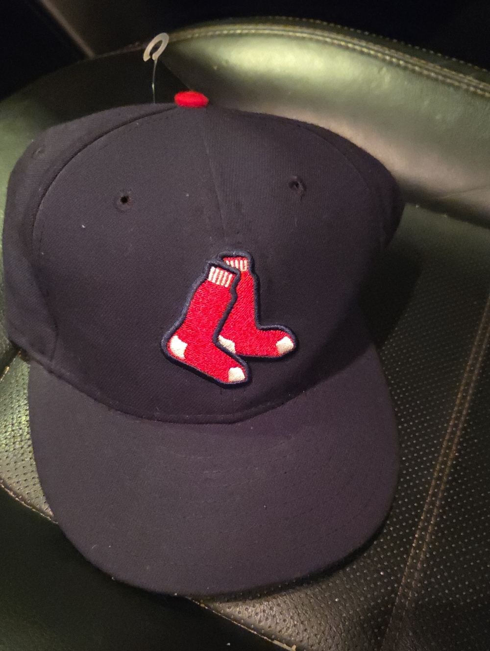 New Era Official On Field Navy Baseball Cap with Red Socks Patch